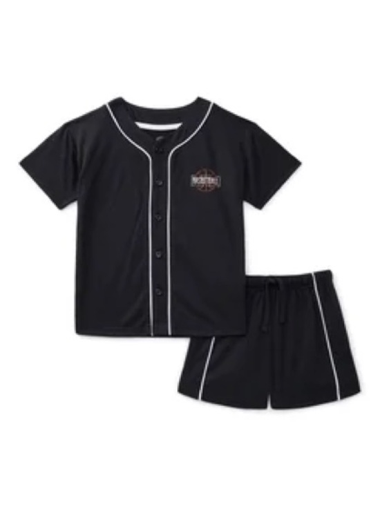 wonder nation Other - wonder nation 2 pc Black Button-Up Top with White Piping and short set sleepwear